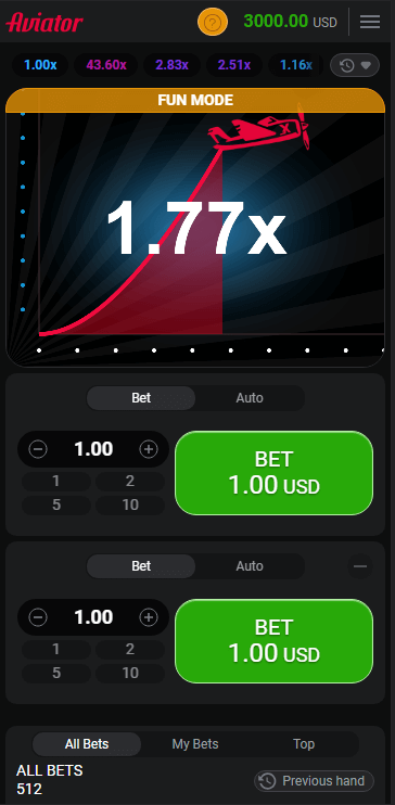 1XBet Aviator game on mobiles