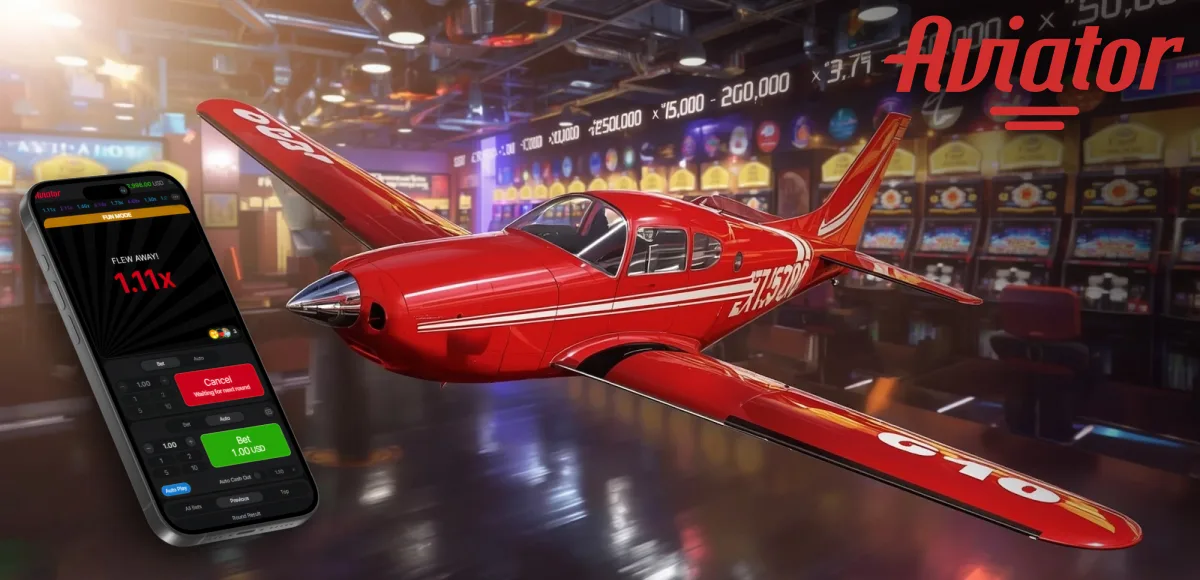 The red Aviator plane flies through the casino and mobile app with bets
